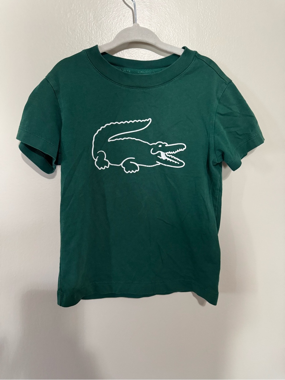Lacoste Dark Green Tee with White Crocodile Graphic Size 5